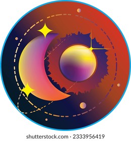 sun and moon,Stars and Exploration fantasy wizards and witches magic circle of destiny,fantasy world