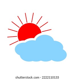 sun mostley sunny. Overcast sky, rainy day. Vector illustration. stock image. 