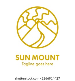 sun mount design logo template illustration
