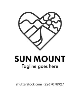 Ilustración del montaje de sol con logotipo de amor