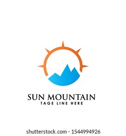 sun mountain design logo template