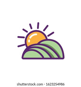 Sun and mountain design, summer nature tropical season holiday sunny weather and energy theme Vector illustration