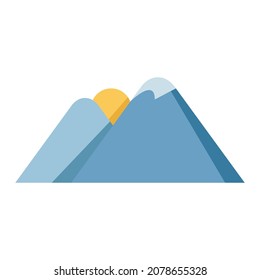 ilustración del vector del sol en la montaña