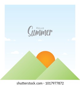 Sun and mountain geometry nature with summer headline design