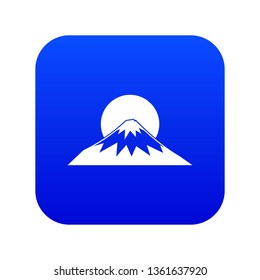 Sun and mountain icon digital blue for any design isolated on white vector illustration