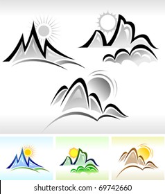 SUN AND MOUNTAIN ICON SET