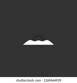 sun and mountain icon vector. sun and mountain sign on black background. sun and mountain icon for web and app