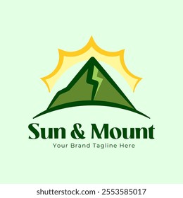 Sun and Mountain Logo, Logo for adventure and Nature Business