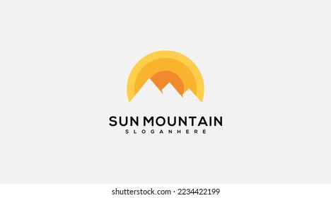 sun mountain logo Design icon Vector