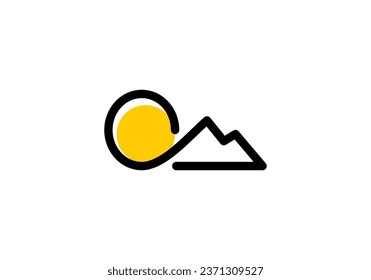 sun mountain logo design vector illustration	
