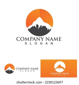 Diseño del icono del logotipo de la montaña Sun - ilustración de las existencias