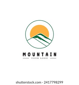 Sun Mountain Logo Icon Design – stock illustration