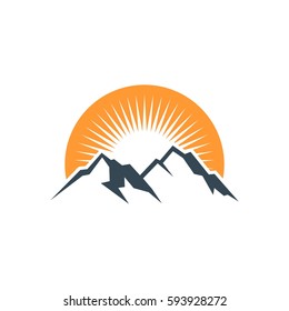 Sun and mountain logo template Illustration Design. Vector EPS 10.