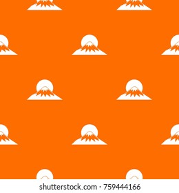 Sun and mountain pattern repeat seamless in orange color for any design. Vector geometric illustration