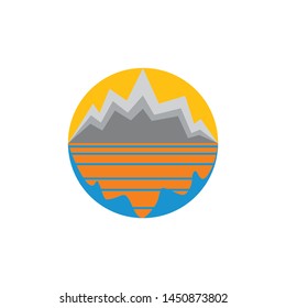 sun mountain shadow sea sunset symbol vector