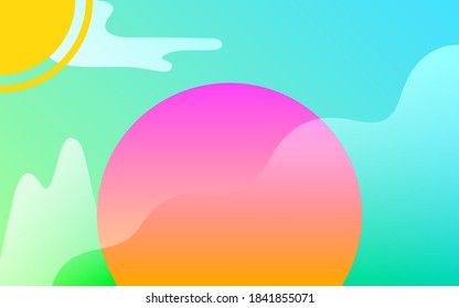 Sun in mountain Vector abstract design template Bright gradient circle and dynamic shapes on light two tones backdrop