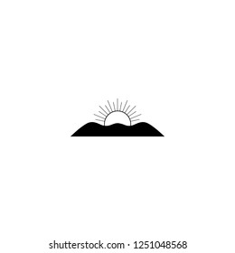 sun and mountain vector icon. sun and mountain sign on white background. sun and mountain icon for web and app