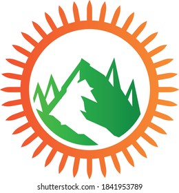 Sun and mountain vector logo