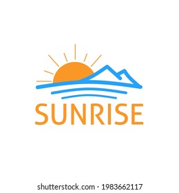 El paisaje con vistas al sol y a la montaña. Logo del Diseño de la Ilustración. 