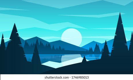 sol en las montañas, paisaje ilustración panorámica vista del paisaje montañoso en el valle
