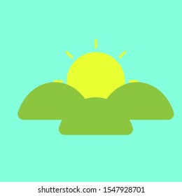 Sun and mountains logo vector