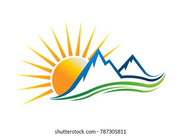 Sun Mountains Logo Vector illustration