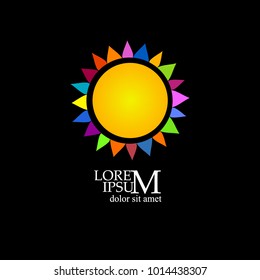 Sun from multicolored triangles. Vector
