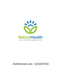 Sun Nature Health Green Logo Design