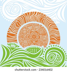 Sun nature pattern background vector illustration
