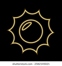 Sun in neon effect in yellow color