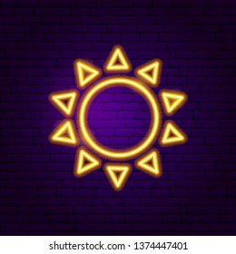 Sun Neon Label. Vector Illustration of Weather Promotion.