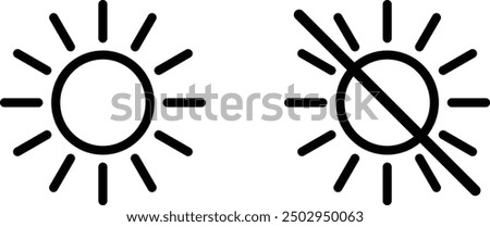 Sun and no sun icon set isolated on white background . Vector illustration