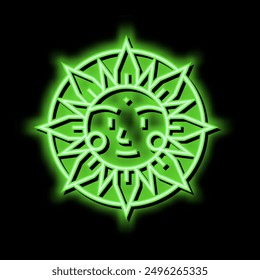 Vector de signo de luz de neón símbolo oculto del sol. ilustración de símbolo oculto del sol