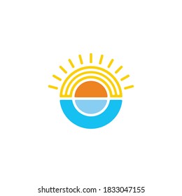 sun and ocean circle geometric colorful logo vector