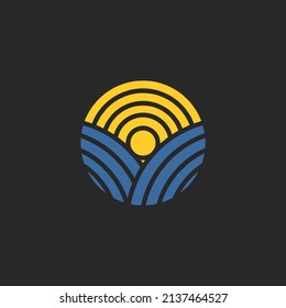 sun and ocean circle logo vector, suitable for symbol, icon, and element design to describe nature