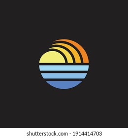 Sun Ocean Gradient Geometric Circle Logo Vector