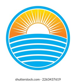 logotipo de diseño de iconos de sol y océano