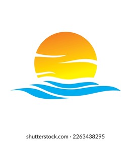 sun and ocean icon design logo