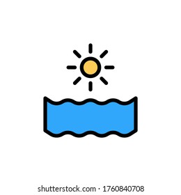 Sun, ocean icon. Simple color with outline vector elements of saving marine icons for ui and ux, website or mobile application