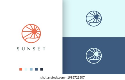 sun or ocean logo with simple and modern circle shape