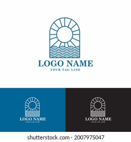 monolina del logo simple del océano solar