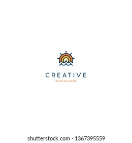 Sun Ocean Traveling Creative Vector Logo Design