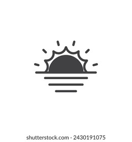 Sun and ocean vector icon. filled flat sign for mobile concept and web design. Sunset horizon glyph icon. Symbol, logo illustration. Vector graphics