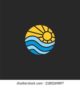 sun and ocean vector logo design, suitable use for symbol, sign and element design