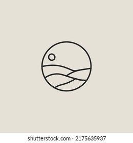 sun and ocean wave vector outline, suitable use for element design, symbol and sign to describe nature