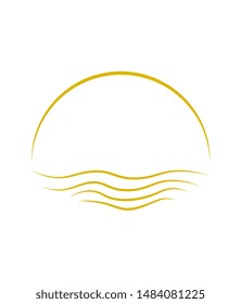 sun and ocean waves flat vector