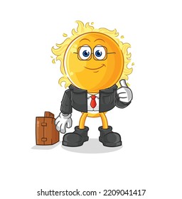 The Sun Office Worker Mascot. Cartoon Vector