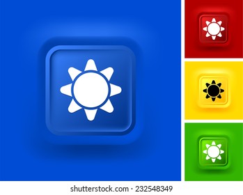 Sun on Blue Bevel Square Button
