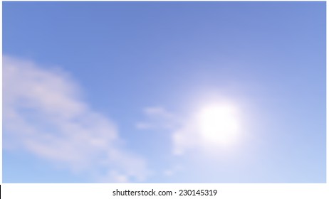 Sun on blue sky background. 