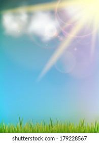Sun on a blue sky. EPS10